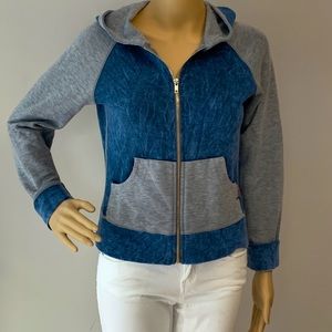 COPY - HARD TAIL ZIP UP HOODED SWEATSHIRT INDIGO + GRAY